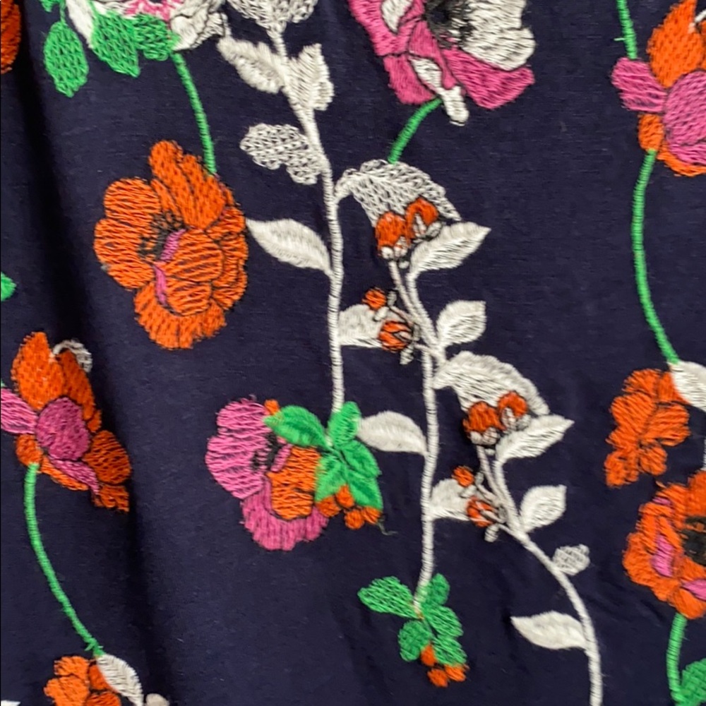 Anthropologie Navy Floral Embroidered Silk Tank - Picture 2 of 6